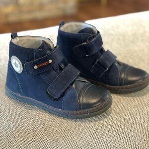 Blue High-Top Boots with Velcro Straps